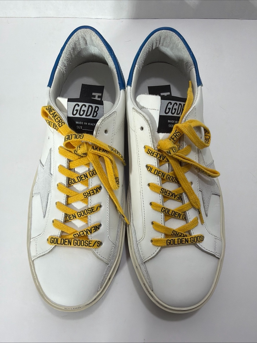 Golden Goose HI STAR WHITE BLUE YELLOW SNEAKERS EUR 40 US 7 Mens 9 Womens NIB - Picture 5 of 16